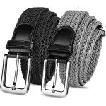 Golf ceinture unisex elastic tress ceinture pour hommes et femmes 2 pack, vintage tissu elastique tiss ...