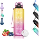 Gourde 1. 5l, gourde sport, gourde filtrante anti - fuite, gourde motivation avec slogan de motivation, ...