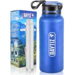 Gourde filtrante isotherme + paille de survie au charbon actif - bouteille filtre a eau nomade : voyage ...
