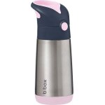 Gourde isotherme 350ml avec paille silicone rose 12m + - rose