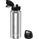 Gourde isotherme en acier inoxydable de 1, 2 l avec paille infuseur, 2 couvercles, sans bpa, anti - fuite, ...