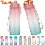 Gourde sport, bouteille 900ml, tritan bouteille d'eau avec motivationnel marqueur de temps, gourde sans ...