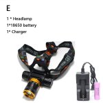 Gris - lampe frontale de plonge etanche 5000 lumens, lampe torche + piles 1 x led + chargeur ac / chargeur, ...