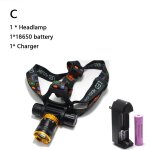 Gris - lampe frontale de plong�e etanche 5000 lumens, lampe torche + piles 1 x led + chargeur ac / chargeur, ...