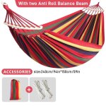 Hamac de camping en toile bleu rouge pour 2 personnes, pliable, anciers en bois, stable, jardin, parc, ... Hamac de camping en toile bleu rouge pour 2 personnes, pliable, anciers en bois, stable, jardin, parc, ...