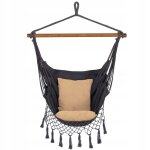 Hamac type chaise, avec 2 oreillers, gris et beige, max 150 kg, 130x100 cm, springos