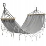 Hamac en coton, gardlov, gris, avec cadres en bois, max 200 kg, 200x100 cm