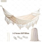 Hamac d'ext�rieur en toile de coton tiss� a la main, lit - balan�oire de jardin, balcon, cour, dentelle, ...