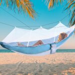 Hamac a moustiquaire ultralger, lit - balanoire, meuble portable avec sangle et mousqueton