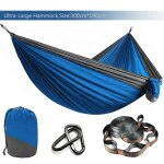 Hamac parachute avec sangles et mousqueton noir, couleur episse, mobilier d'extrieur, camping, survie, ...
