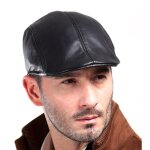 Harppihop - casquette en cuir vritable pour homme, bret gavroche, chapeau de chauffeur de taxi, casquettes ...