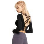 Haut court avec soutien - gorge intégré pour femmes, chemises de yoga a manches longues croisées dans ... Haut court avec soutien - gorge intégré pour femmes, chemises de yoga a manches longues croisées dans ...
