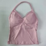 Haut de sport a bretelles palangrées sans logo, vêtements dos nu pour femmes, soutien - gorge froissé, ... Haut de sport a bretelles palangrées sans logo, vêtements dos nu pour femmes, soutien - gorge froissé, ...