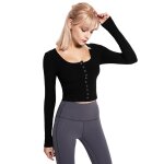 Haut de sport fileté a manches longues pour femmes, vêtement amincissant, respirant, col rond, yoga, ... Haut de sport fileté a manches longues pour femmes, vêtement amincissant, respirant, col rond, yoga, ...