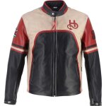 Helstons indianapolis blouson de moto en cuir, noir - rouge - beige, taille m pour hommes