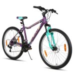 Hiland vtt femme 26 pouces, cadre aluminium, 18 vitesses, double frein a disque, fourche suspendue - ...