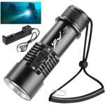 Hljhj - lampe de plonge etanche ipx8 8 000 lumens, 3 modes de lampe de poche sous - marine rechargeable, ...