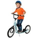 Homcom trottinette patinette pour enfants 5 ans grands pneus guidon r�glable poign�e frein b�quille