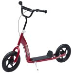 Homcom trottinette patinette pneus 30 cm hauteur guidon r�glable poign�e frein et b�quille acier