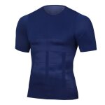 Hommes corps shapers fitness elastique abdomen ajustement serr a manches courtes chemise dbardeurs ...