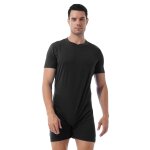 Hommes une pice presse entrejambe t - shirt sport d't exercice course body couche - culotte pyjamas ...