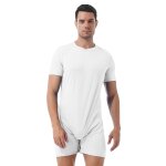 Hommes une pice presse entrejambe t - shirt sport d't exercice course body couche - culotte pyjamas ...
