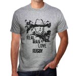 Homme tee - shirt les vrais hommes aiment le rugby - real men love rugby - t - shirt graphique eco - ...