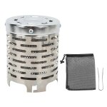 Housse de chauffage de camping mini, portable, en acier inoxydable, avec poign�e, sac en maille, pour ...