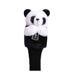 Housse de club de golf en peluche panda 17x6x6cm noire, protection douce pour la t��te de club
