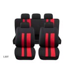 Housses de si�ge auto universelles mod�le ls07 rouge, ensembles avant et arri�re, tissu polyester