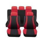 Housses de si�ge auto universelles mod�le ls10 rouge, ensembles avant et arri�re, tissu polyester
