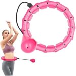 Hula hoop fitness - hkestld - taille r�glable - 24 noeuds - boule de poids - rose