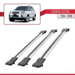 Barres de toit - fly - hyundai tucson 2004 - 2009 - 3 barres - aluminium - gris