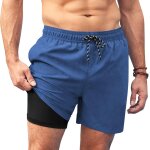 Iawan - short de bain 2 en 1 pour hommes avec doublure de compression short de sport schage rapide, ...