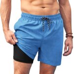 Iawan - short de bain 2 en 1 pour hommes avec doublure de compression short de sport schage rapide, ...