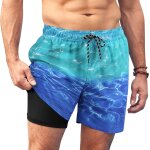 Iawan - short de bain 2 en 1 pour hommes avec doublure de compression short de sport schage rapide, ...