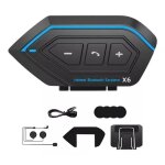 Intercom moto bluetooth 5. 0, kit oreillette bluetooth casque moto interphone - bleu noir