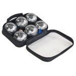 Jeu 6 boules petanque chrome loisirs (725g, 7, 2cm) - avec cochonnet, mesureur, sacoche - set jeu plein ...