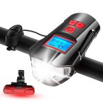 Jeu de bouton rouge - lampe combo usb pour vlo, ipx7, 6 modes d'clairage, klaxon, compteur de vitesse ...