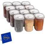 Jexnovashop - lot de 12 bo�tes a epices en plastique transparent sans bpa - bo�te a epices de camping ...
