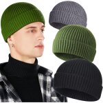 Jexnovashop - lot de 3 bonnets de p�cheur en laine pour homme, bonnet de montre court a revers