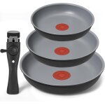 Jexnovashop - lot de 3 pices, poele induction 20, 24, 28cm, fonction thermo - signal, revtement antiadhsif ...