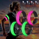 Jexnovashop - 4pcs brassard lumineux led rechargeable usb, brassard reflechissant led running, bande ...