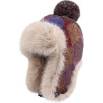 Jexnovashop - bonnet aviateur d'hiver femme chapka bordure jacquard chapka tricot� femme chapeau de ski ...