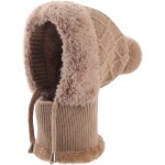 Jexnovashop - bonnet d'hiver pour femme, une pi�ce, ample, doubl� polaire, tricot�, chaud, masque, t�te ...