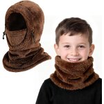 Jexnovashop - cagoule d'hiver thermique pour enfants 3 - 9 ans, multifonction coupe - vent r�glable masque ...