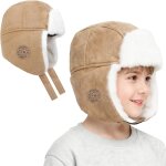 Jexnovashop - chapeau trappeur enfant avec oreilles ¿ bonnet aviateur thermique en su�dine & polaire ...