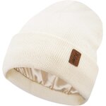 Jexnovashop - femmes hiver chaud satin doubl� bonnet tricot slouchy chapeaux soie doublure ski bonnets ...