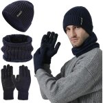 Jexnovashop - hiver bonnet echarpe gants ensemble homme, chaud bonnet echarpe doubl� polaire et gants ...