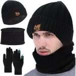 Jexnovashop - hommes gants d'cran tactile d'charpe de bonnet d'hiver, ensemble de bonnet hiver chapeau ...